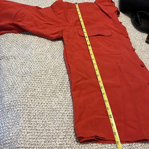 EDWARD Long Sleeve Orange Silk Long Sleeve Button Down Blouse Sz L - Picture 8 of 9